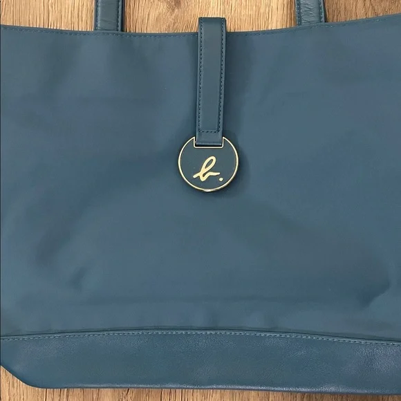 Agnes B Voyage Tote Bag Turquoise Blue Nylon Leather Bag Agnès B. France - Picture 3 of 11